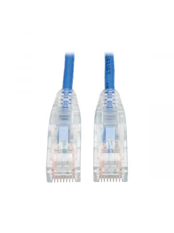 Tripp Lite N201-S01-BL Cat6 Gigabit Snagless Slim UTP Ethernet Cable (RJ45 M/M), PoE, Blue, 1 ft. (0.31 m)