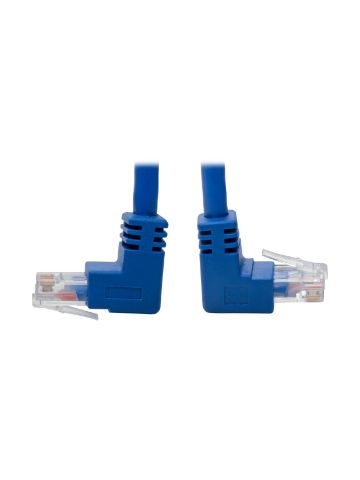 Tripp Lite Up-Angle Cat6 UTP Patch Cable, RJ45, Up-Angle Male/Down-Angle Male, Gigabit, Molded, M/M, Blue, 0.31 m