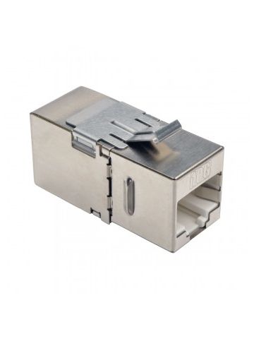 Tripp Lite Cat6a Straight-Through Modular Shielded In-Line Snap-In Coupler w/90-Degree Down-Angled Port (RJ45 F/F),