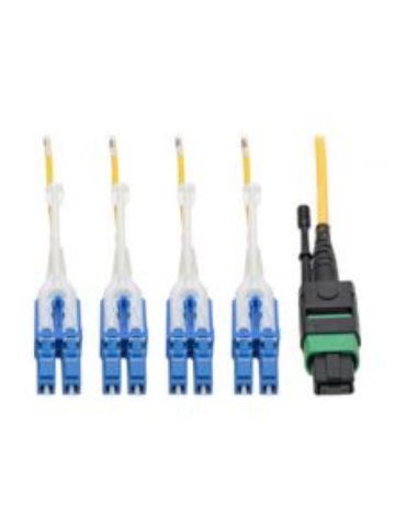 Tripp Lite MTP/MPO (APC) to 8xLC (UPC) Singlemode Breakout Patch Cable, 40/100 GbE, QSFP+ 40GBASE-PLR4, Plenum, Yellow, 2 m