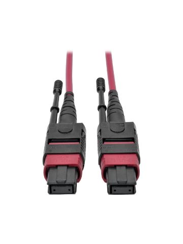 Tripp Lite MTP/MPO Multimode Patch Cable, 12 Fiber, 40/100 GbE, 40/100GBASE-SR4, OM4 Plenum-Rated (F/F), Push/Pull Tab, Magenta, 2M