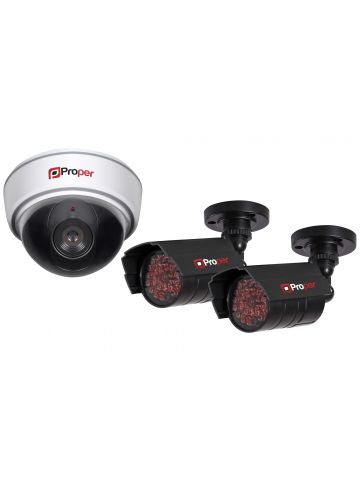 ProperAV Dome & IR Kit 3 Pack - Black & White dummy security camera