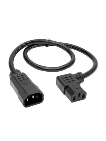 Tripp Lite Standard Computer Power Extension Cord Lead Cable, 10A, 18AWG (IEC-320-C14 to Left Angle IEC-320-C13), 0.61 m