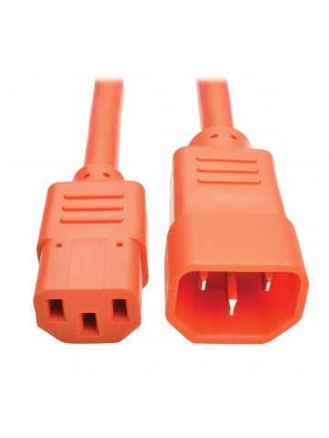 Tripp Lite Standard Computer Power Extension Cord, 10A, 18 AWG (IEC-320-C14 to IEC-320-C13), Orange, 0.61 m