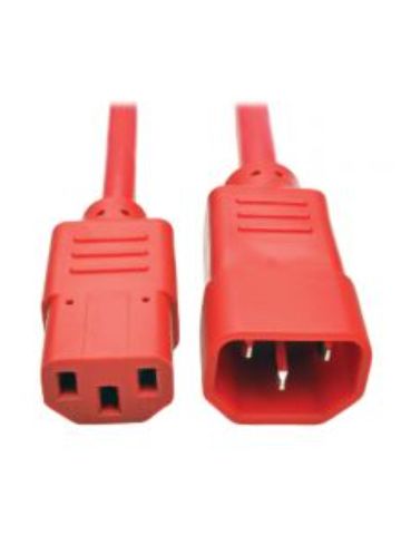 Tripp Lite Standard Computer Power Extension Cord, 10A, 18 AWG (IEC-320-C14 to IEC-320-C13), Red, 0.91 m