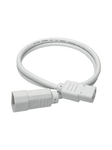 Tripp Lite Standard Computer Power Extension Cord, 10A, 18 AWG (IEC-320-C14 to IEC-320-C13), White, 0.91 m