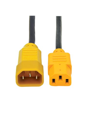 Tripp Lite Standard Computer Power Extension Cord, 10A, 18AWG (IEC-320-C14 to IEC-320-C13, Yellow Plugs), 4-ft.