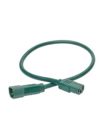 Tripp Lite Heavy-Duty Power Extension Cord, 15A, 14 AWG (IEC-320-C14 to IEC-320-C13), Green, 0.61 m