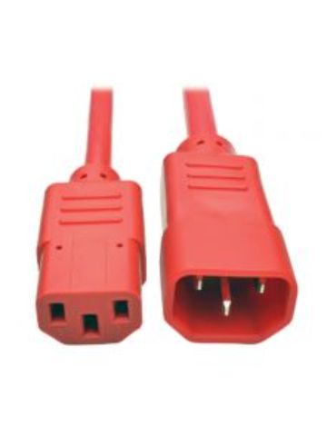 Tripp Lite Heavy-Duty Power Extension Cord, 15A, 14 AWG (IEC-320-C14 to IEC-320-C13), Red, 0.61 m