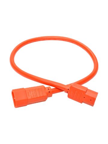 Tripp Lite Heavy-Duty Computer Power Cord, 15A, 14 AWG (IEC-320-C14 to IEC-320-C15), Orange, 0.61 m