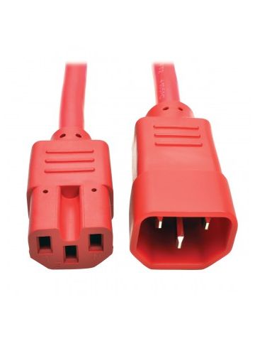 Tripp Lite Heavy-Duty Computer Power Cord, 15A, 14 AWG (IEC-320-C14 to IEC-320-C15), Red, 0.91 m