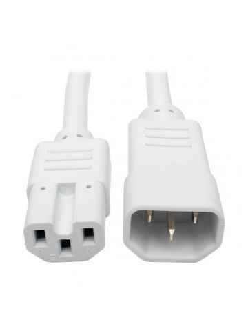 Tripp Lite Heavy-Duty Computer Power Cord, 15A, 14 AWG (IEC-320-C14 to IEC-320-C15), White, 0.91 m