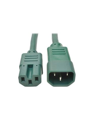 Tripp Lite Heavy-Duty Computer Power Cord, 15A, 14 AWG (IEC-320-C14 to IEC-320-C15), Green, 1.83 m