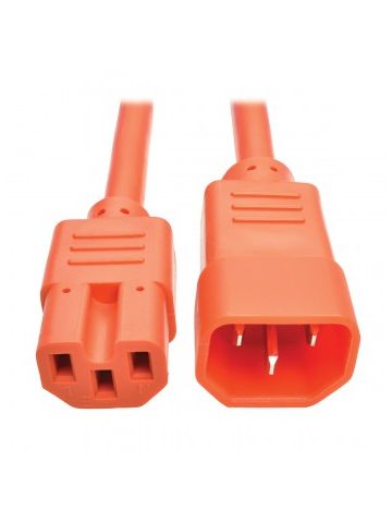 Tripp Lite Heavy-Duty Computer Power Cord Lead Cable, 15A, 14 AWG (IEC-320-C14 to IEC-320-C15), Orange, 1.83 m (6-ft.)