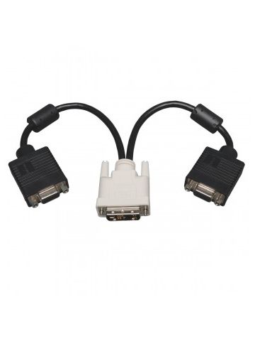 Tripp Lite DVI to VGA Y Splitter Adapter Cable (DVI-I-M to 2x HD15-F), 0.31 m