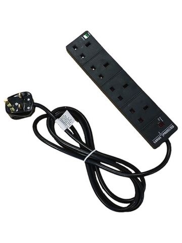 Cablenet 4 Way UK Black 13Amp Surge Protected Power Strip with 2m Lead