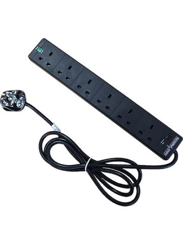 Cablenet 6 Way UK Black 13Amp Surge Protected Power Strip with 10m Lead