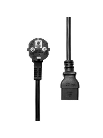 ProXtend Angled Type F (Schuko) to C19 Power Cable, Black 1m