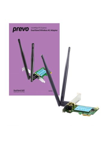 PREVO 1200mbps PCI-Express Dual Band Wireless AC Adapter with Detachable Antennas and Additional Low Profile Bracket