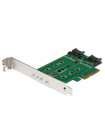 StarTech.com 3-Port M.2 SSD (NGFF) Adapter Card - 1 x PCIe (NVMe) M.2, 2 x SATA III M.2 - PCIe 3.0