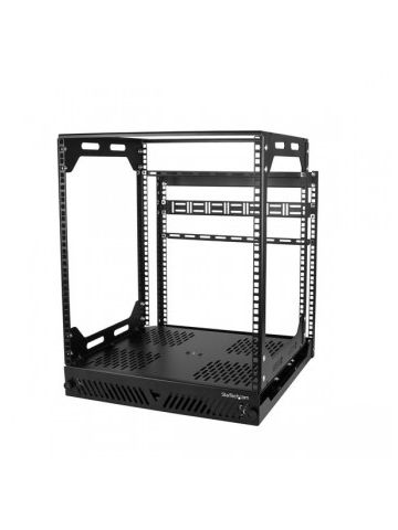 StarTech.com 12U Sliding Rotating Open Frame Network Rack - 4 Post AV /Data Rack - 16.7" Deep Slide-Out IT Equipment Rack w/Cable Management Pull Out/Pivoting Computer/Communications Rack