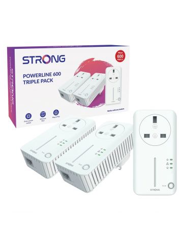 Strong POWERL600TRIUKV2 AV600 Passthrough Powerline Kit Triple Pack (3 Pack)