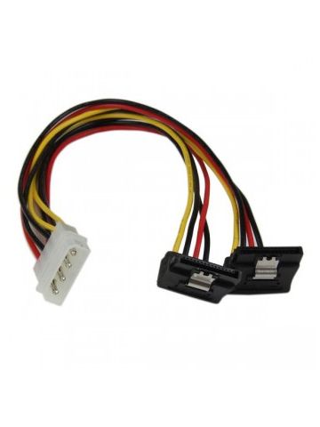 StarTech.com 12in LP4 to 2x Right Angle Latching SATA Power Y Cable Splitter - 4 Pin LP4 to Dual SATA