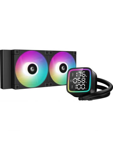 DeepCool LD 240 AIO Liquid CPU Cooler, Universal Socket, 240mm Radiator, PWM 2400RPM Cooling Fans, Addressable RGB LED Lighting, Fully Customizable Infinity Mirror Cap Design, Digital Display,