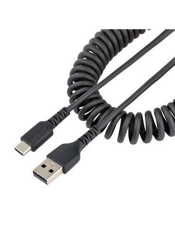 StarTech.com 1m USB A to C Charging Cable, Coiled Heavy Duty Fast Charge & Sync, High Quality USB 2.0 A to USB Type-C Cable, Rugged Aramid Fiber, Durable Male to Male USB Cable