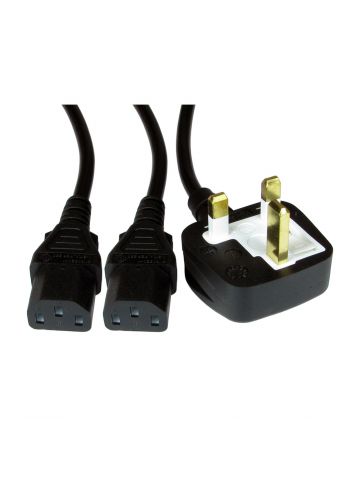 TARGET UK Mains to 2 x IEC Kettle 1.8m Black OEM Power Splitter Cable