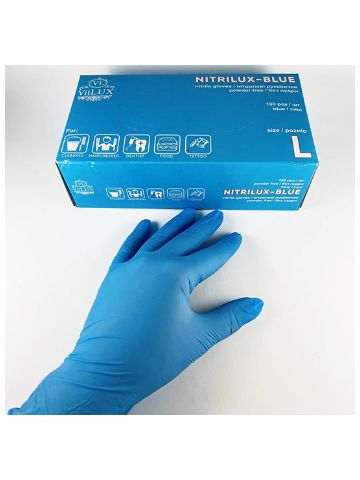 Examination and protective gloves, Nitrile, 100 pieces Box, Blue, Size L