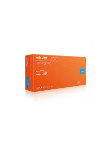 Examination and protective gloves, Nitrile, 100 pieces Box, Orange, Size S