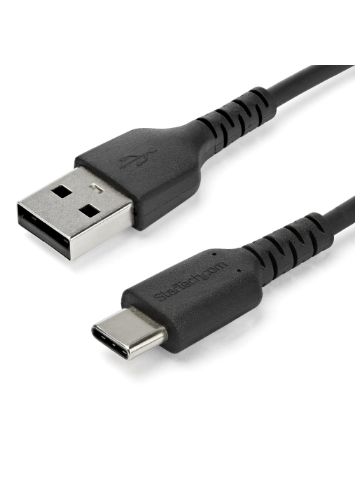 StarTech.com 1m USB A to USB C Charging Cable - Durable Fast Charge & Sync USB 2.0 to USB Type C Data Cord - Rugged TPE Jacket Aramid Fiber M/M 60W Black - Samsung S10, iPad Pro, Pixel