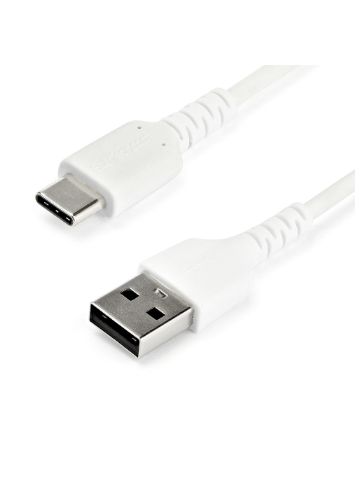 StarTech.com 2m USB A to USB C Charging Cable - Durable Fast Charge & Sync USB 2.0 to USB Type C Data Cord - Rugged TPE Jacket Aramid Fiber M/M 60W White - Samsung S10, iPad Pro, Pixel