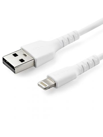 StarTech.com 3 foot (1m) Durable White USB-A to Lightning Cable - Heavy Duty Rugged Aramid Fiber USB Type A to Lightning Charger/Sync Power Cord - Apple MFi Certified iPad/iPhone 12