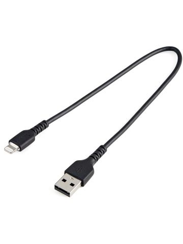 StarTech.com 12inch (30cm) Durable Black USB-A to Lightning Cable - Heavy Duty Rugged Aramid Fiber USB Type A to Lightning Charger/Sync Power Cord - Apple MFi Certified iPad/iPhone 12