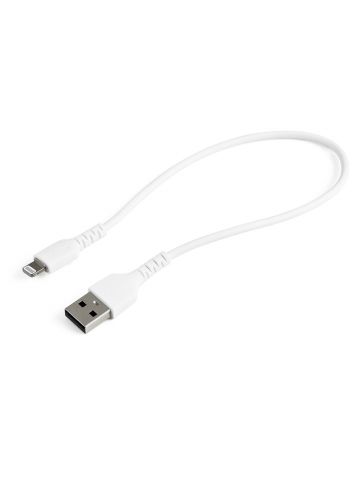 StarTech.com 12inch (30cm) Durable White USB-A to Lightning Cable - Heavy Duty Rugged Aramid Fiber USB Type A to Lightning Charger/Sync Power Cord - Apple MFi Certified iPad/iPhone 12