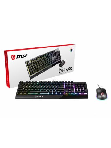 MSI VIGOR GK30 COMBO RGB MEMchanical Gaming Keyboard + Clutch GM11 Gaming Mouse ' DE Layout, 6-Zone RGB Lighting Keyboard, Dual-Zone RGB Lighting Mouse, 5000 DPI Optical Sensor, RGB Mystic Light'