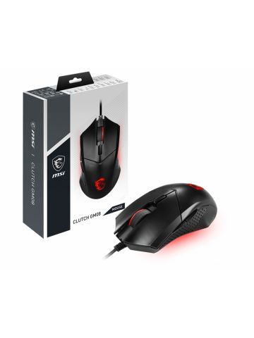 MSI CLUTCH GM08 Optical Gaming Mouse '4200 DPI Optical Sensor, 6 Programmable button, Symmetrical design, Durable switch with 10+ Million Clicks, Weight Adjustable, Red LED'