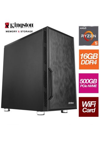 TARGET AMD Ryzen 7 5700G 8 Core 16 Threads 3.80GHz (4.60GHz Boost) 16GB Kingston DDR4 RAM, 500GB Kingston NVMe, with Wi-Fi 6 Card - Stylish Black Antec Case - Pre-Built System