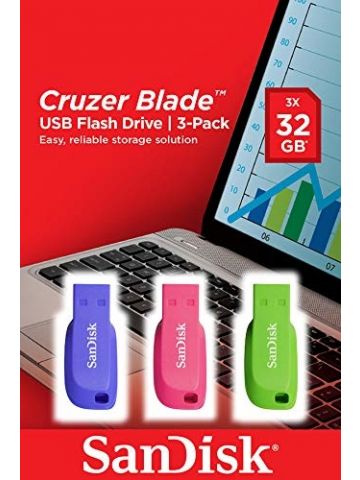 SanDisk Cruzer Blade 3x 32GB USB flash drive USB Type-A 2.0 Blue, Green, Pink