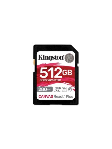 Kingston Technology 512GB Canvas React Plus SDXC UHS-II 280R/150W U3 V60 for Full HD/4K