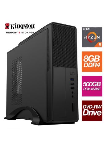 TARGET AMD Ryzen 5 4600G 6 Core 12 Threads 3.70GHz (4.20GHz Boost) 8GB Kingston DDR4 RAM, 500GB Kingston NVMe, DVDRW, WiFi - Small Form Factor Case - Pre-Built System