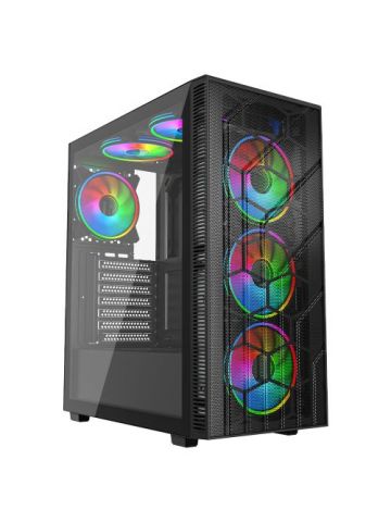 VIDA Sirocco V2 Black ARGB Gaming Case w/ Glass Window, ATX, 6x ARGB Fans, Mesh Front