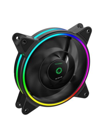 GAMEMAX Razor 12cm PWM Rainbow ARGB Dual Ring Case Fan, Hydro Bearing, 24 LEDs, Anti-Vibration, Up to 1200 RPM