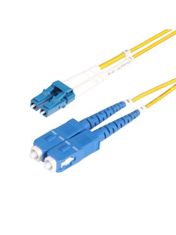 StarTech.com 2m (6.6ft) LC to SC (UPC) OS2 Single Mode Duplex Fiber Optic Cable, 9/125µm, 100G, Bend Insensitive, Low Insertion Loss, LSZH Fiber Patch Cord