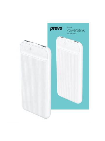 PREVO SP3012 Power bank,10000mAh Portable Fast Charging for Smart Phones, Tablets and Other Devices, Slim Design, Dual-Port with USB Type-C and Micro USB Connection, White