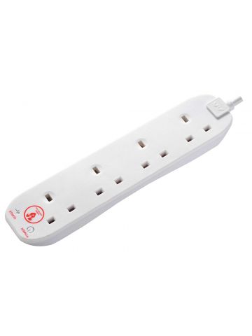 MASTERPLUG 4m 4-Socket 13A Surge Protected Extension Lead White