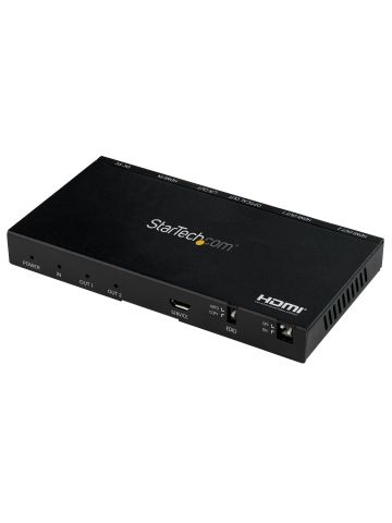 StarTech.com 2-Port HDMI Splitter (1x2) - 4K 60Hz UHD HDMI 2.0 Audio Video Splitter w/ Scaler & Audio Extractor (3.5mm/SPDIF) - Dual HDMI Splitter (1-In 2-Out) - EDID Copy - TV/Projector