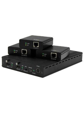 StarTech.com 3-Port HDBaseT Extender Kit with 3 Receivers - 1x3 HDMI over CAT5 Splitter - Up to 4K